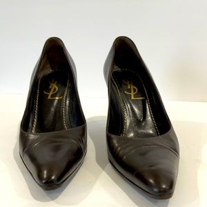 Authentic YSL Brown Leather Heels